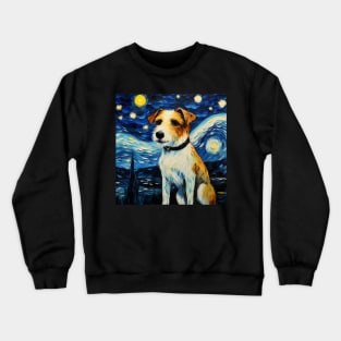 Parson Russell terrier painted in Van Gogh Style Crewneck Sweatshirt